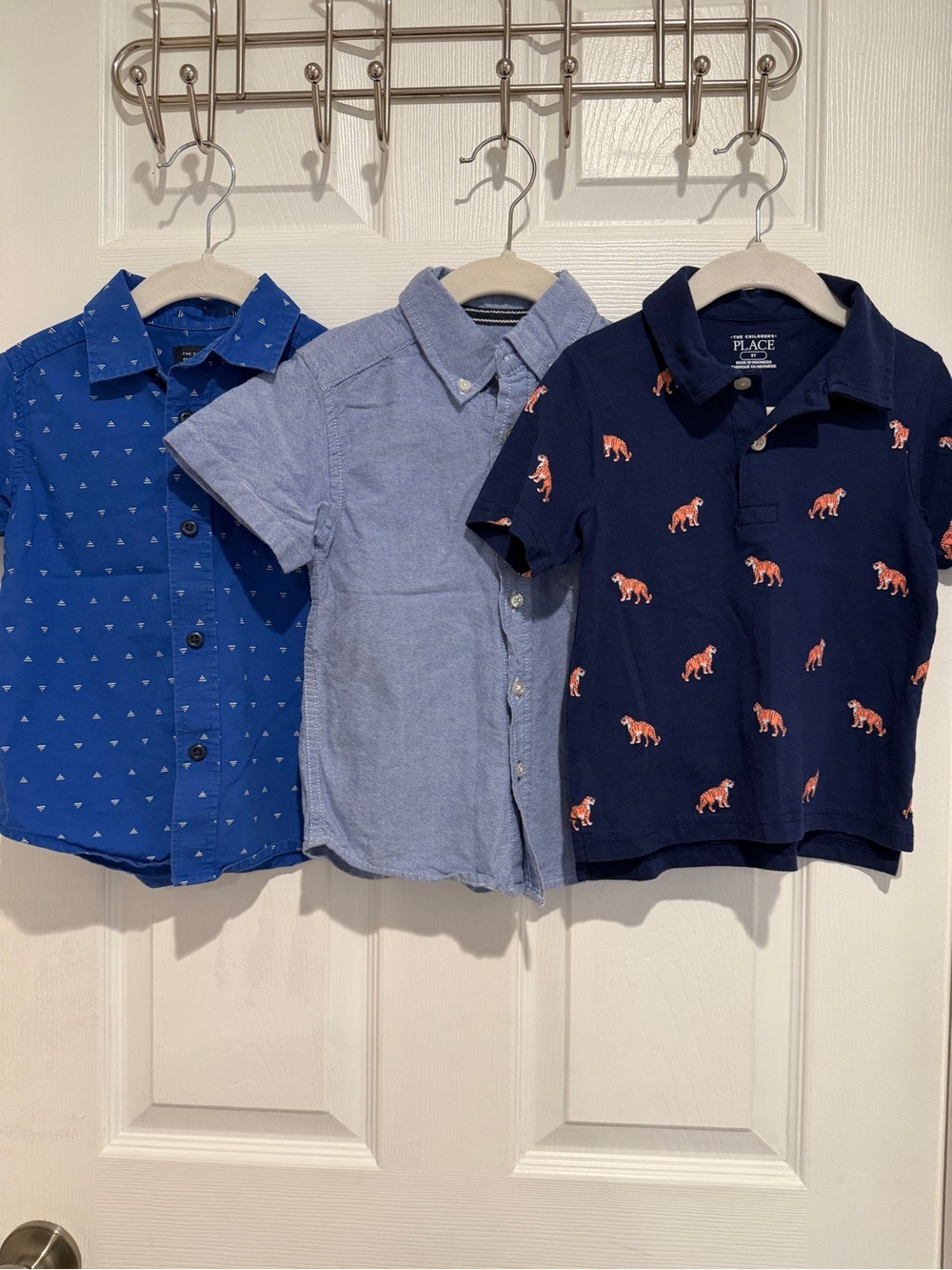 3T Boys Shirt Bundle Place 1989 Tiger Polo Blue Button Down 3 Piece